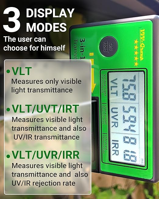 Digital Car Window Tint Meter TM-26 / Side Window Tint, Sun Control Film, VL/UV/IR Transmittance Detection, Tester Meter Gauge (with PU Case)