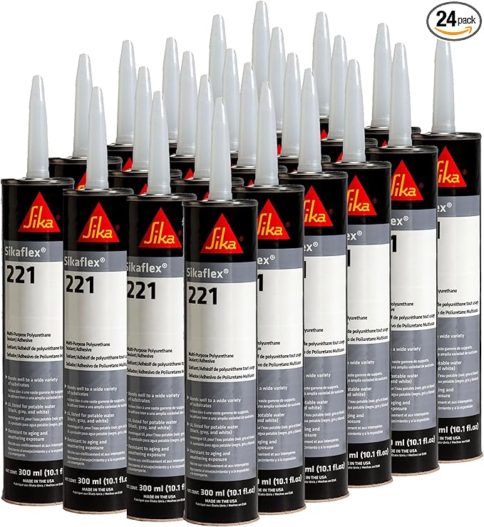Sika Sikaflex-221 - White - Multi-Purpose Polyurethane sealant/Adhesive - Creates Permanent Elastic Seal - Sandable/paintable - Non-Corrosive - 10.1 fl oz (Pack of 24)