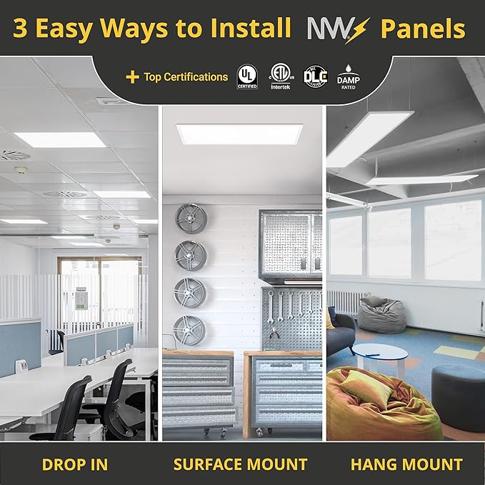 NUWATT 40 Pack 2x2 LED Flat Panel Lighting, Drop Ceiling Light Wattage Selectable 40W/30W/20W, 5CCT 3000K/3500K/4000K/5000K/6500 Suspended Ceiling LED Lights, 4400LM, Dimmable 0-10V, 120-277V, ETL