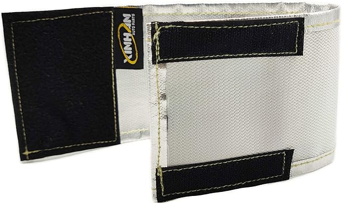 Xinhan (Silver,Black) Aluminum and Fiberglasss Heat Shielding Universal Starter Heat Shield 7 X 24in and 5.5 x 17in Wrap Self Attaching (Silver, 5.5IN x 17IN)