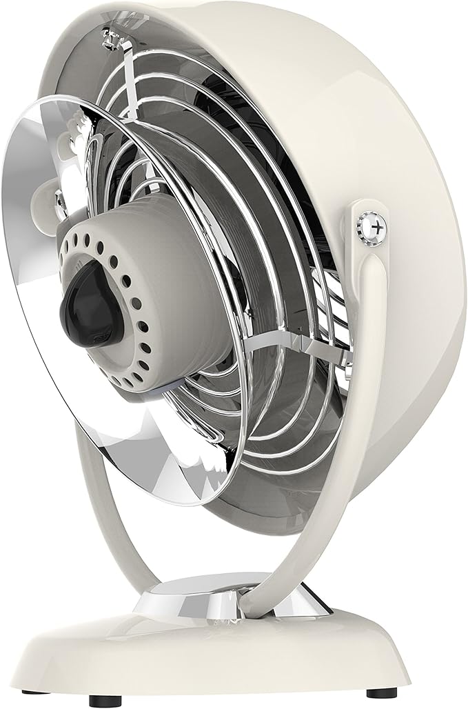 Vornado VFAN™ Jr. Vintage Fan, Small Metal Retro Air Circulator for Cooling & Décor, 2 Speed Settings, Adjustable Tilt, Powerful Airflow, Vintage Fan for Home and Bedroom, Vintage White