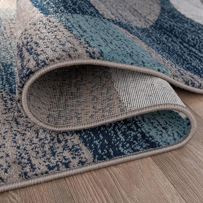 Rugshop Contemporary Modern Circles Abstract Runner Rug 2' x 7'2" Blue