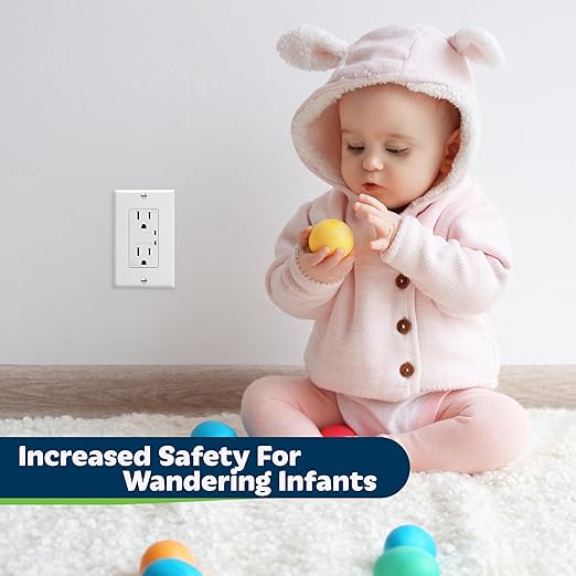 TOPGREENER Surge Protector Receptacle with Grounding Indicator, Child Safe, Tamper-Resistant, Self-Grounding, 900 Joules, 2-Pole, 15A 125V, UL Listed, TGTRSS215R, White