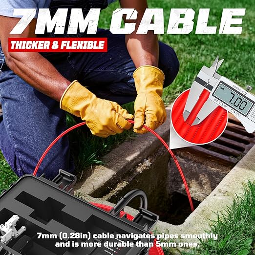HBUDS Sewer Camera, Self Leveling Drain Camera 65ft with Meter Counter, 7mm Thick Cable, 9" HD Screen 1080P Plumbing Cameras Snake with Light, 5100mAh Battery Duct Pipe Video Inspection Cam DVR 32GB