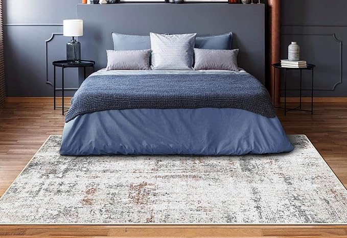 3x5 Rug, Small Area Rug for Living Room, Bedroom, Kitchen, Machine Washable Non-Slip Throw Rug, Modern Abstract Carpet for Entryway Nursery Coffee Table - Durable (Brown Black White)