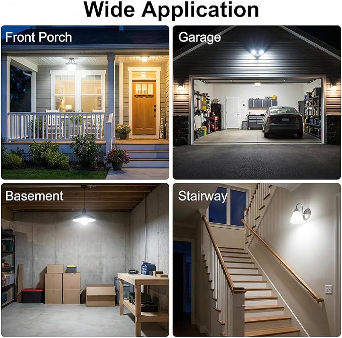 TSEXES 12W Motion Sensor Light Bulbs (100W Equivalent), 5000K Daylight, Motion Activated Light Bulb with Dusk to Dawn Sensor for Outdoor & Indoor,Porch, Stairs, Hallway, 4-Pack