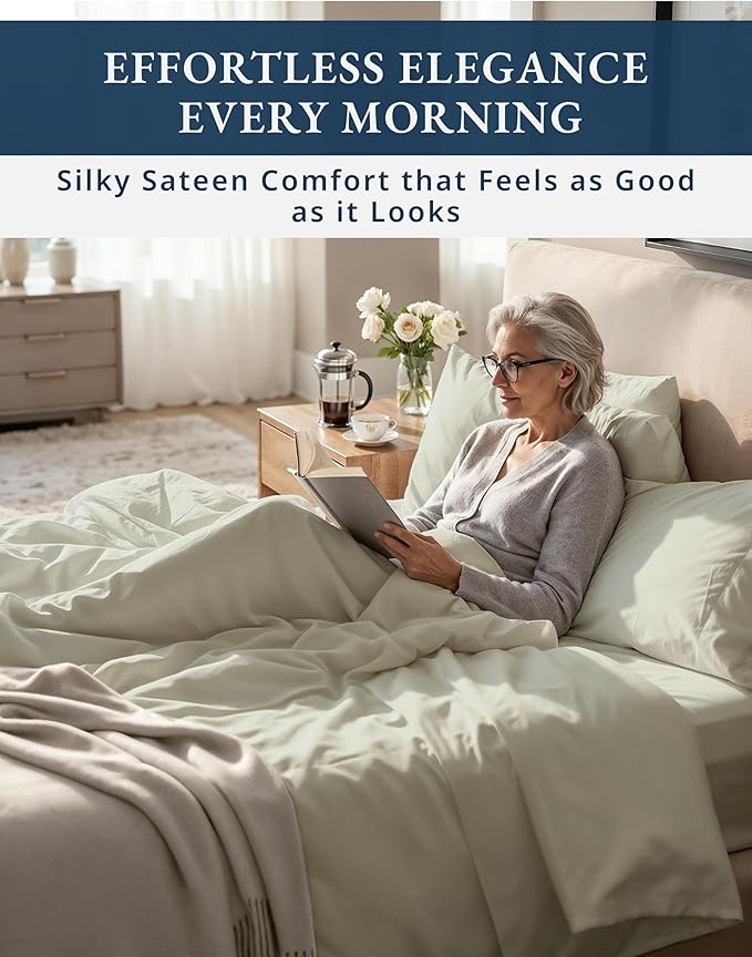 LANE LINEN 100% Egyptian Cotton Bed Sheets California King Size - 1000 Thread Count, Soft & Comfy Sateen Weave No Pill Fade Resistant Cal King Bedding Set, Machine wash 15'' Deep Pocket- Linen
