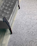 Custom Length Hallway Runner Rug,Slip Resistant,Floral Grey, 26 Inch X 33 feet, Sold and Priced Per Foot