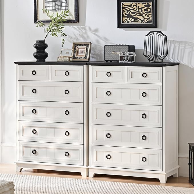 Farmhouse 6 Drawer Dresser for Bedroom, 41" Tall Small Dressers & Chest of Drawers, Rustic Wood Dresser with Metal Handle, Storage Organizer Closet for Living Room, Hallway, Entryway