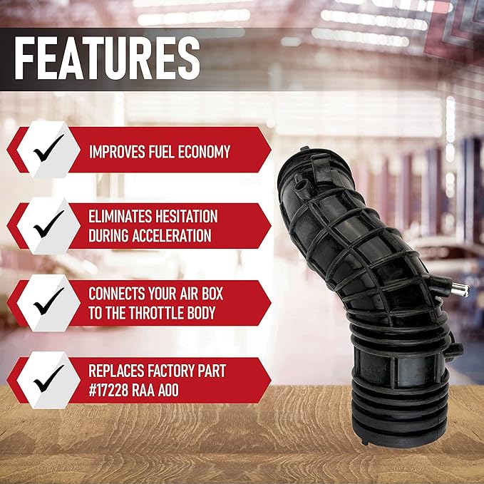 Air Intake Hose By AA Ignition - Air Box Filter Tube - Compatible with Honda Accord 2.4L 2003-2007 Vehicles - Replaces Part Numbers 696-739, 17228-RAA-A00