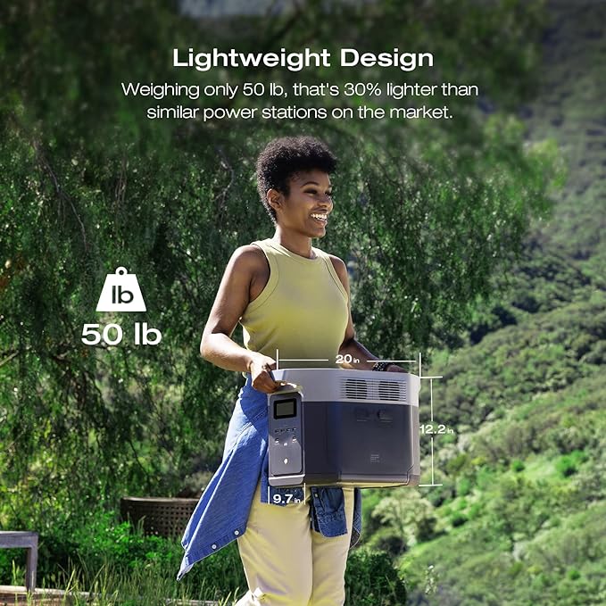 EF ECOFLOW DELTA 2 MAX Power Station with Smart Extra Battery, Expand Capacity from 2048Wh to 4096Wh, Solar Generator for Home Backup, Emergency, Outdoor Camping
