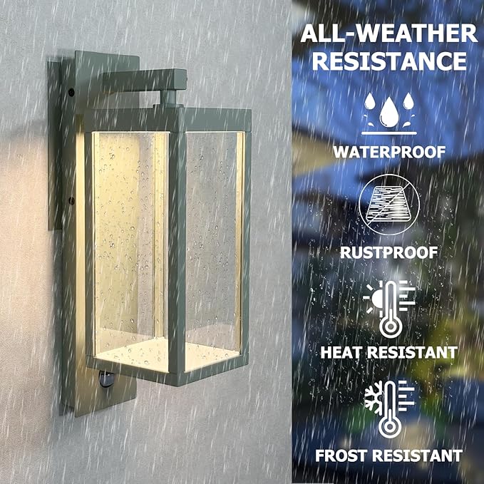 Lustrlach Outdoor Motion Sensor Wall Light for House LED Modern Outside Wall Mount Porch Light IP54 Waterproof with Clear Glass Aluminum Exterior Light Fxiture,3000K 750lm