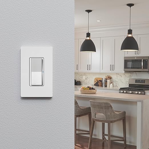Lutron Claro Smart Switch 3-Way Kit for Caseta Smart Lighting, Includes Wall Plate, Pico Paddle Remote, and Bracket, Neutral Required, DVRF-PKG1S-WH