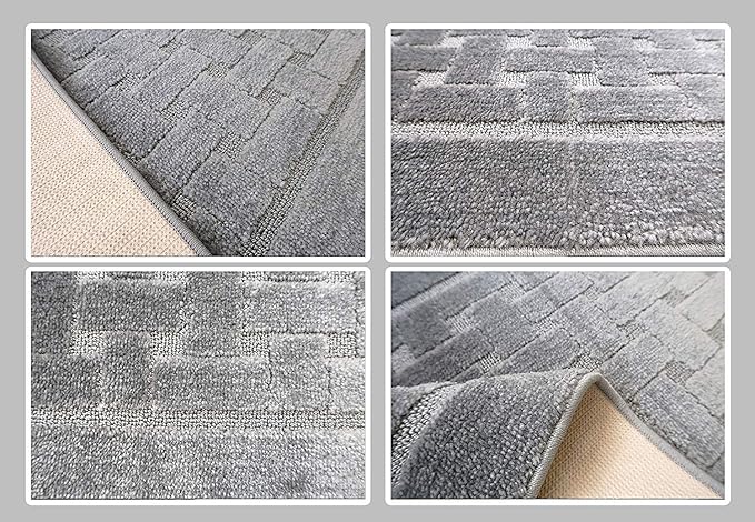 8 ft Long, Grey, Non-Slip Washable Carpet Runner Rug with Rubber Backing, Custom Floor Mat for Kitchen Hallway Stairs Bedroom Bathroom Entryway, Your Choice of Length (26" X 8')