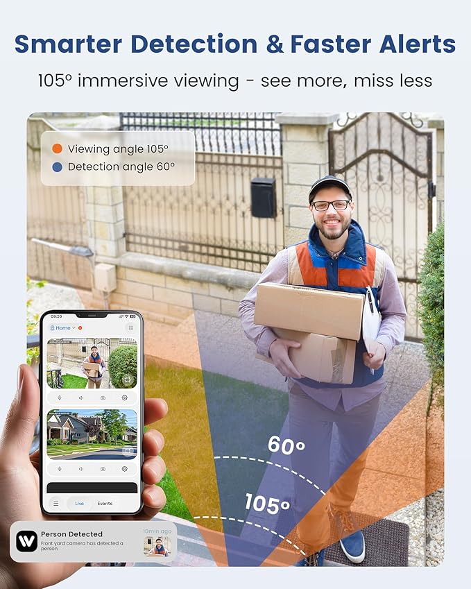 AKINGUAR 3MP 2K Window Camera, 2.4GHz WiFi Indoor Camera for Home Security, with Full-Color Night Vision, Person & Motion Detection, 2 Way Audio, 24/7 Recording, Easy Set Up, 2 Packs