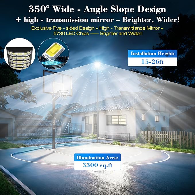 OKPRO Solar Street Lights Outdoor,10000W Solar Lights Outdoor Waterproof with Motion Sensor, IP66 Solar Security Flood Lights for Yard, Pathway, Parking Lot - 350° Wide Angle & Remote Control Included