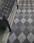 Custom Length Hallway Runner Rug,Slip Resistant,Squares Anthracite, 26 Inch X 21 feet, Sold and Priced Per Foot
