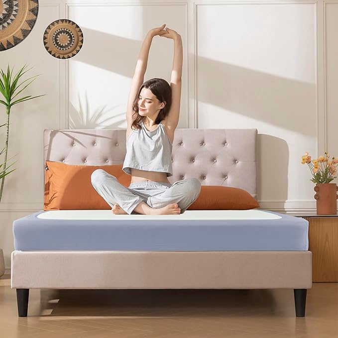 Biscaynebay Decorative Box Spring Cover King & Cal King Size, Silver Grey Luxurious Jersey Knitting Stretchy Wrap Around 4 Sides Bed Skirt for Home/Hotels Easy Fit Wrinkle Free Machine Washable