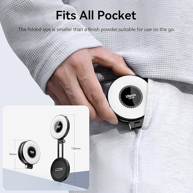 Fill Light for Magsafe LED Phone Light Attachment Selfie Ring Light Brightness Adjustable Compatible w Magsafe for iPhone Smartphone Vlogs/Photography/Video Conference Color Black