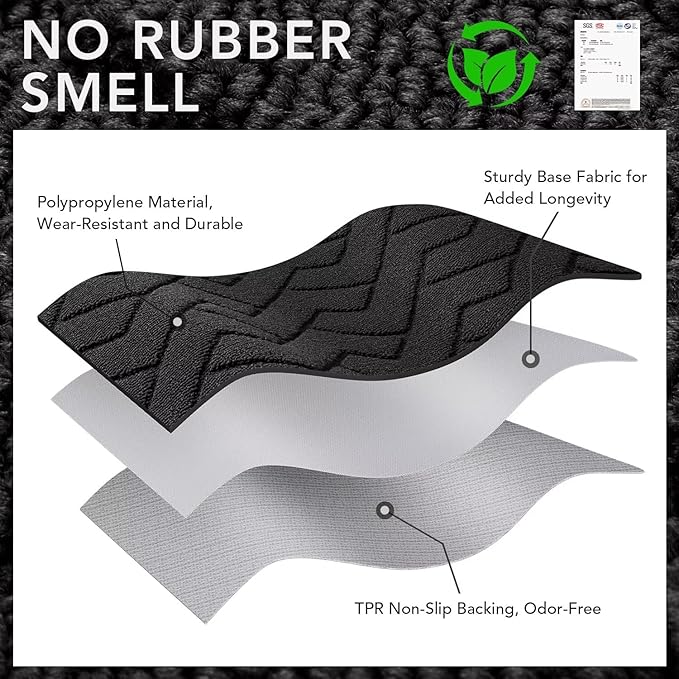 hicorfe Front Door Mat Outside Entrance,24"x35" Absorbent Muddy Dirt Resist Welcome Door Mats Outdoor Indoor,Stain and Fade Resistant,Non Slip Backing Entry Mat Doormat for Entryway (Charcoal)