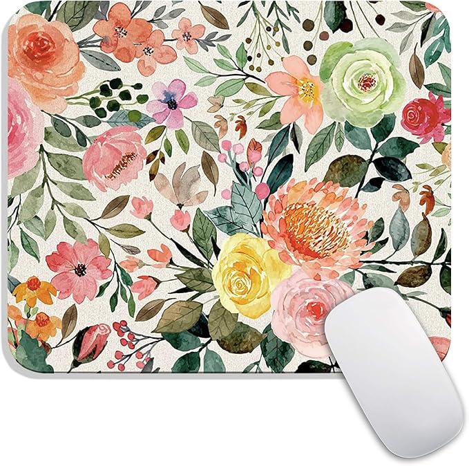 Armanza Square Mouse Pad Watercolour Floral,Personalized Premium-Textured Custom Mouse Mat Design,Washable Mousepad Cloth,Non-Slip Rubber Base Computer Mouse Pads for Wireless Mouse