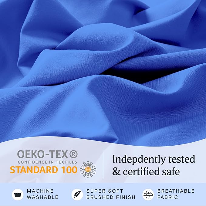 LuxClub 3 PC Twin XL Sheet Set, Deep Pockets Wrinkle Free Cooling Bed Sheets Hotel Bedding for Women, Men, Kids & Teens, Includes 1 Fitted Sheet, 1 Flat Sheet and 1 Pillowcase-Silky Soft Marine Blue