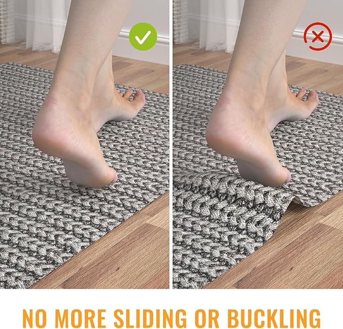 Silicone Non-Slip Rug Pad, Anti Skid Thin Area Rug Pad Gripper, Under Carpet Rug Mats for Hardwood Surface Floors, Keep Rugs in Place-5x7 Ft