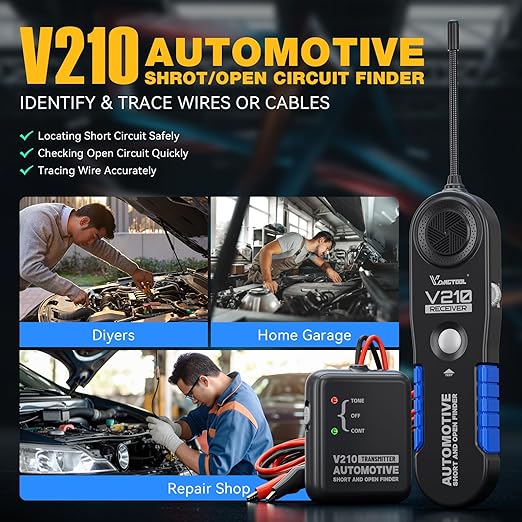 VDIAGTOOL V210 Wire Tracer Electrical Automotive Open & Short Finder Circuit Tester Circuit Breaker Finder Fault Probe Wire Tracker Electrical DC 6-42V