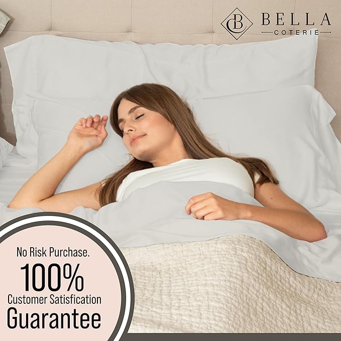 Bella Coterie Luxury Bamboo Viscose Twin Size Sheet Set | 100% Organically Grown | Ultra Soft | Cooling for Hot Sleepers | 18" Deep Pocket [Grey Mist]