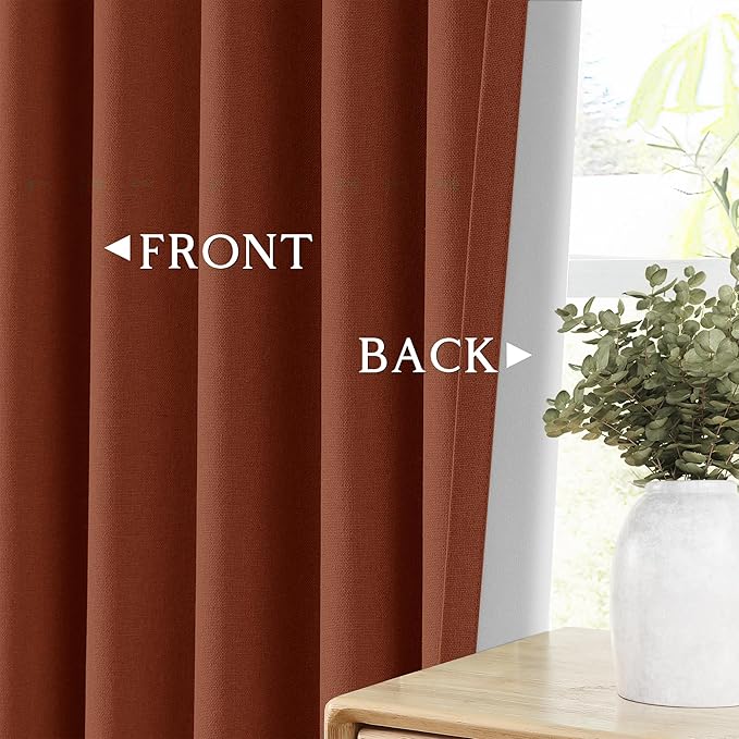 ChrisDowa 100% Blackout Terracotta Solid Curtains 102 Inches Long 2 Panels for Bedroom Living Room,Farmhouse Room Darkening Thermal Insulated Soundproof Grommet Top Window Treatment Drapes,52x102