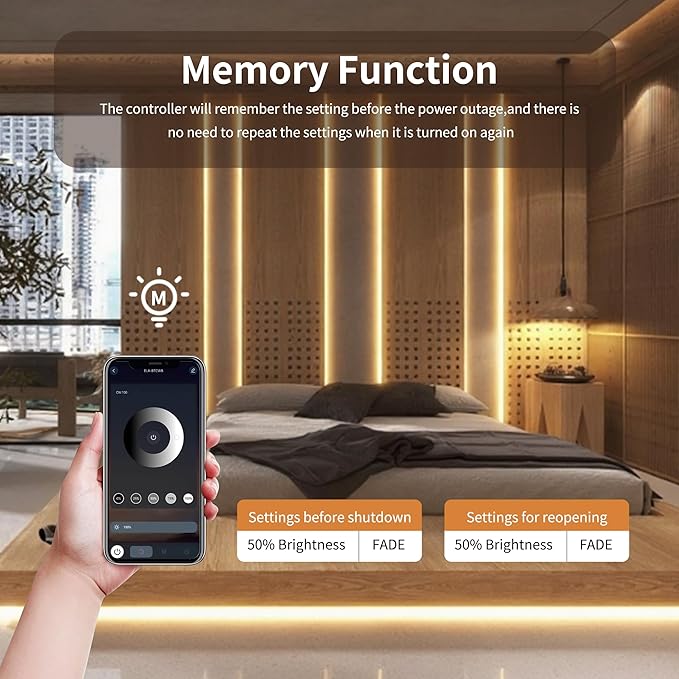 Pandery Remote Dimmer LED Controller Kit, App Control 2.4G RF Wireless Remote Control,DC 5-24V for 3528/2835/5050/COB LED Strip Lights,with Timing Function,Music Mode,(Single Color)