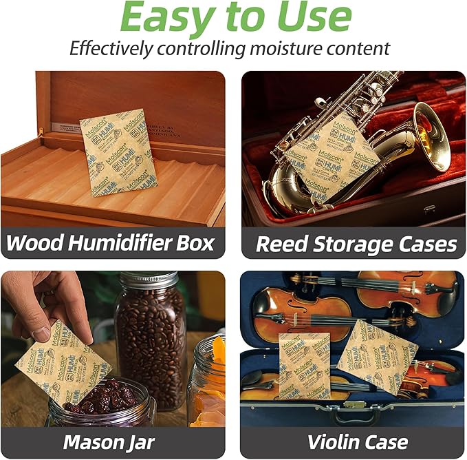 Wisesorb 30 Pack 85% RH Size 8 Two-Way Humidity Control Packs for Wooden Musical Instruments, 8 Gram Moisture Control Packets for Bagpipe Reeds, Saxophone Reeds Individually Wrapped