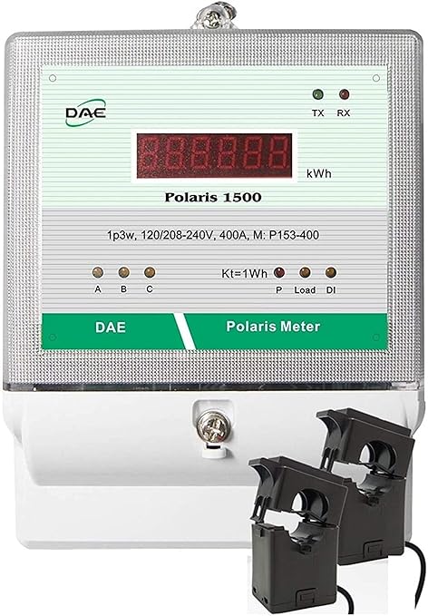 DAE P153-400 KIT, UL kWh Smart Submeter, 1P3W(2 hot Wire,1 Neutral) 400A, 120/240v, 2 Split CTs, RS485
