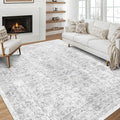 4x6 Rug, Small Area Rug for Living Room, Bedroom, Kitchen, Machine Washable Non-Slip Throw Rug, Vintage Distressed Floral Carpet for Entryway Nursery Dinner Room - Durable (Grey)