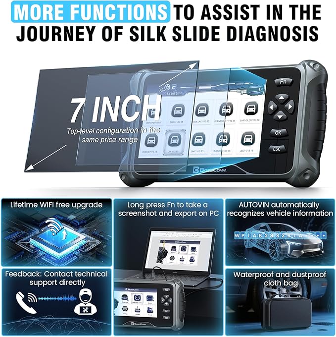 2026 BOSSCOMM IF745 OBD2 Scanner, All Systems Car Code Reader Scan Tool with 6 Resets, ABS Bleeding/Oil/EPB/SAS/Throttle/Battery, Car Scanner Diagnostic Tool for All Vehicles, Lifetime Free Update