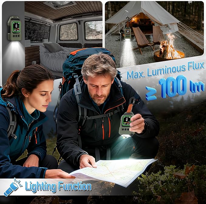 Lwuey Portable Carbon Monoxide Detector for Travel, Professional 4-in-1 Square CO Monoxide Monitor with Audible and Visual Alarm Rechargeable Backlit LCD Screen 300HR Standby for Home Car Camping Tent