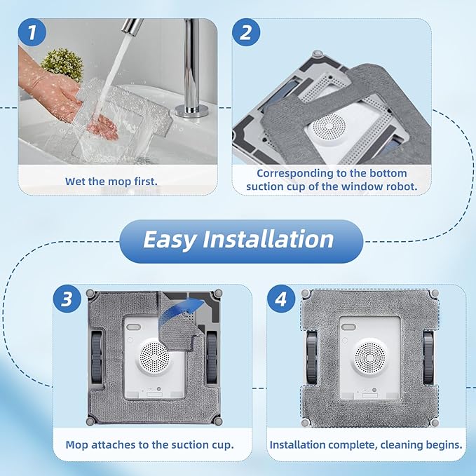 EOVWAEO 16 Pack Mopping Pads for ECOVACS Winbot W2 PRO Omni / W2 PRO / W2 / W1 PRO / W1 Window Cleaning Robot, Washable Microfiber Mop Pad Window Cleaning Replacement Accessories