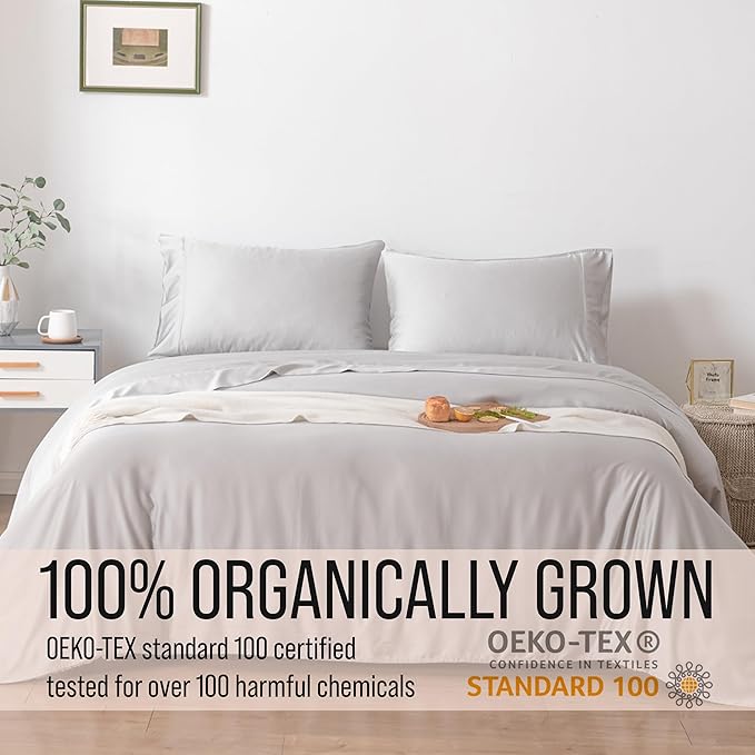 Bella Coterie Luxury Bamboo Viscose Twin Size Sheet Set | 100% Organically Grown | Ultra Soft | Cooling for Hot Sleepers | 18" Deep Pocket [Grey Mist]
