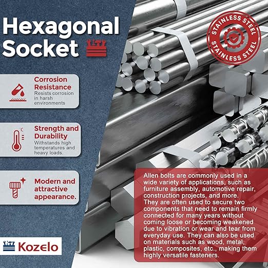 Kozelo 100pcs Socket Head Cap Screws - [M3-0.5 x 35mm] 304 Stainless Steel Allen Socket Drive for Electrical Motor 3D Printing Fan Engine Replacement Use, Silver