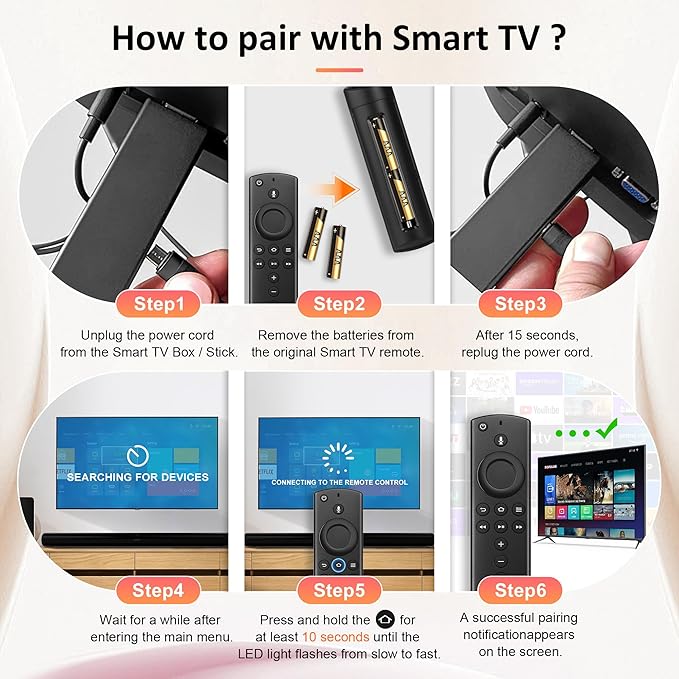 Replacement Voice Remote Control with Power and Volume Control fit for Fire-Smart TVs Stick 4K,fit for TVs Stick,fit for (1st Ge/2nd Gen) TVs Cube,and fit for 3rd Gen Smart TVs,Not for Samsung TV