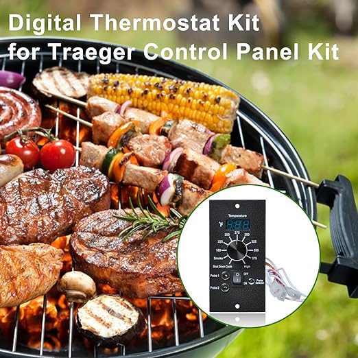 Digital Thermostat Kit Compatible with Traeger Pro 34 20 22 Series Wood Pellet Smoker Grills,Thermometer Control Panel Replacement Parts with Dual Meat Probe BAC365