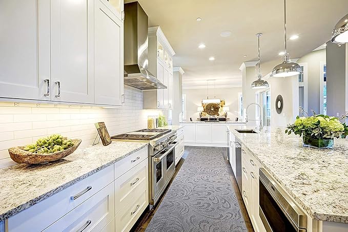 Custom Length Hallway Runner Rug,Slip Resistant,Floral Grey, 26 Inch X 27 feet, Sold and Priced Per Foot