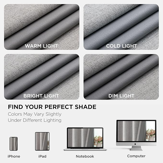 Joydeco Blackout Curtains 63 Inches Long 2 Panels Burg, Room Darkening Curtains for Bedroom, 100% Black Out Textured Thermal Drapes Privacy Protection 2 Panels Set(W52 x L63 Inch, Greyish White)