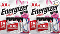Energizer AA Batteries, Max Double A Battery Alkaline, 4 Count (Pack of 2)