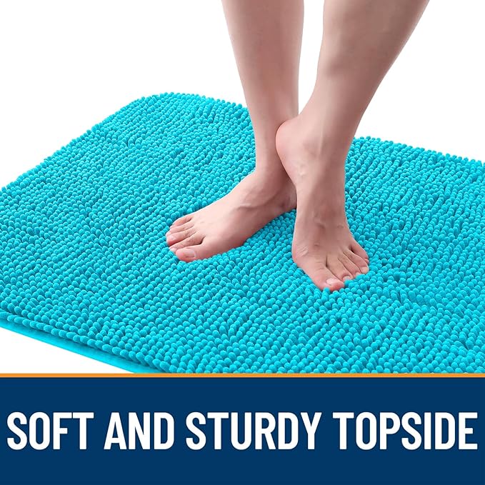 OLANLY Dog Door Mat for Muddy Paws 30x20, Absorbs Moisture and Dirt, Absorbent Non-Slip Washable Doormat, Quick Dry Chenille Mud Mat for Dogs, Entry Indoor Entryway Carpet for Inside Floor, Aqua Blue