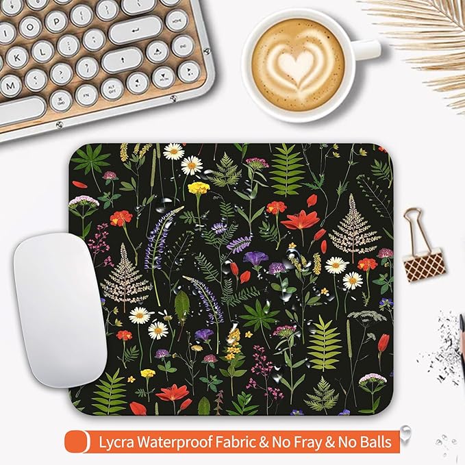Armanza Square Mouse Pad Flowers,Personalized Premium-Textured Custom Mouse Mat Design,Washable Mousepad Cloth,Non-Slip Rubber Base Computer Mouse Pads for Wireless Mouse