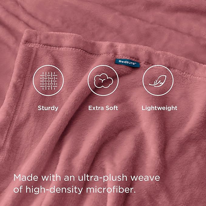 Bedsure GentleSoft Twin XL Fleece Blanket Dorm Bedding - Lightweight Soft Cozy Blankets for Bed, Sofa, Couch, Travel, Camping, Dusty Rose, 66"x90"