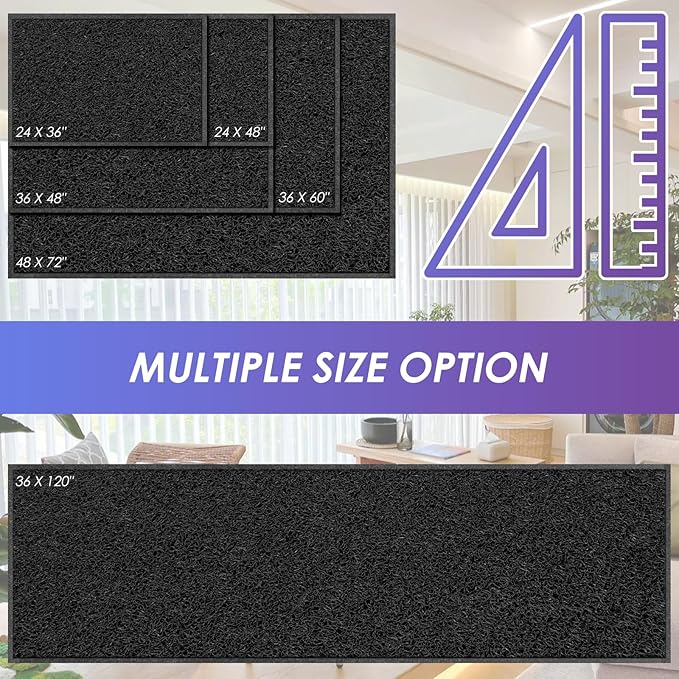 Kuyal Door Mat, 3'x10' Indoor Outdoor Entrance Mat to Trap Dirt and Moisture, Non Slip Waterproof Outdoor Mats, Commercial Floor Inside Outside Entrance, Heavy Duty Durable Welcome Mats, Black