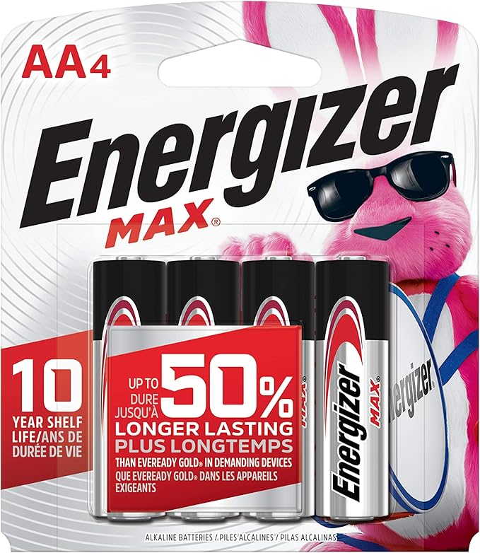Energizer AA Batteries, Max Double A Battery Alkaline, 4 Count (Pack of 2)
