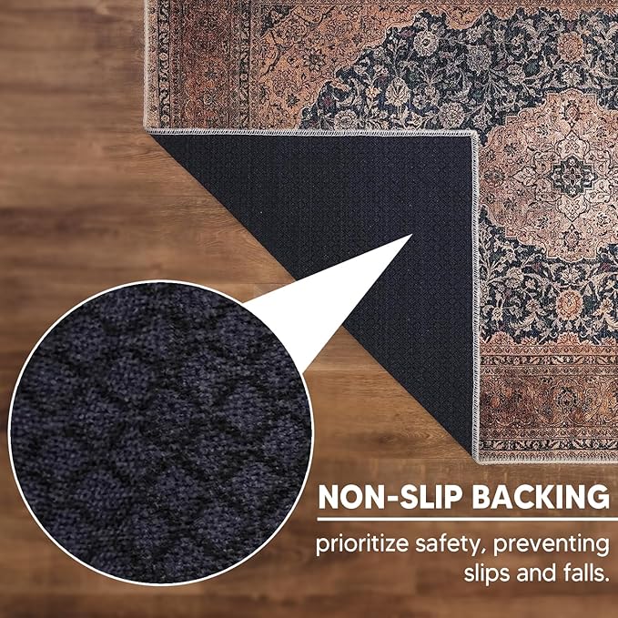 Keen Home Design 3x5 Rug - Machine Washable Entry Rug with Non-Slip Backing, Ideal for Enteryway, Kitchen, Bathroom, Laundry Room - Vintage, Easy Clean, Durable, Low Pile Rug - (3' x 5')